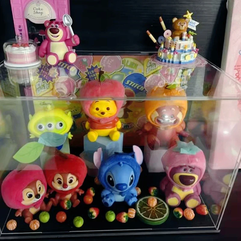 

Miniso Stitch Alien Fruit Headgear Series Anime Figure Winnie the Pooh Desktop Model Collectible Ornaments Toy Kid Birthday Gift