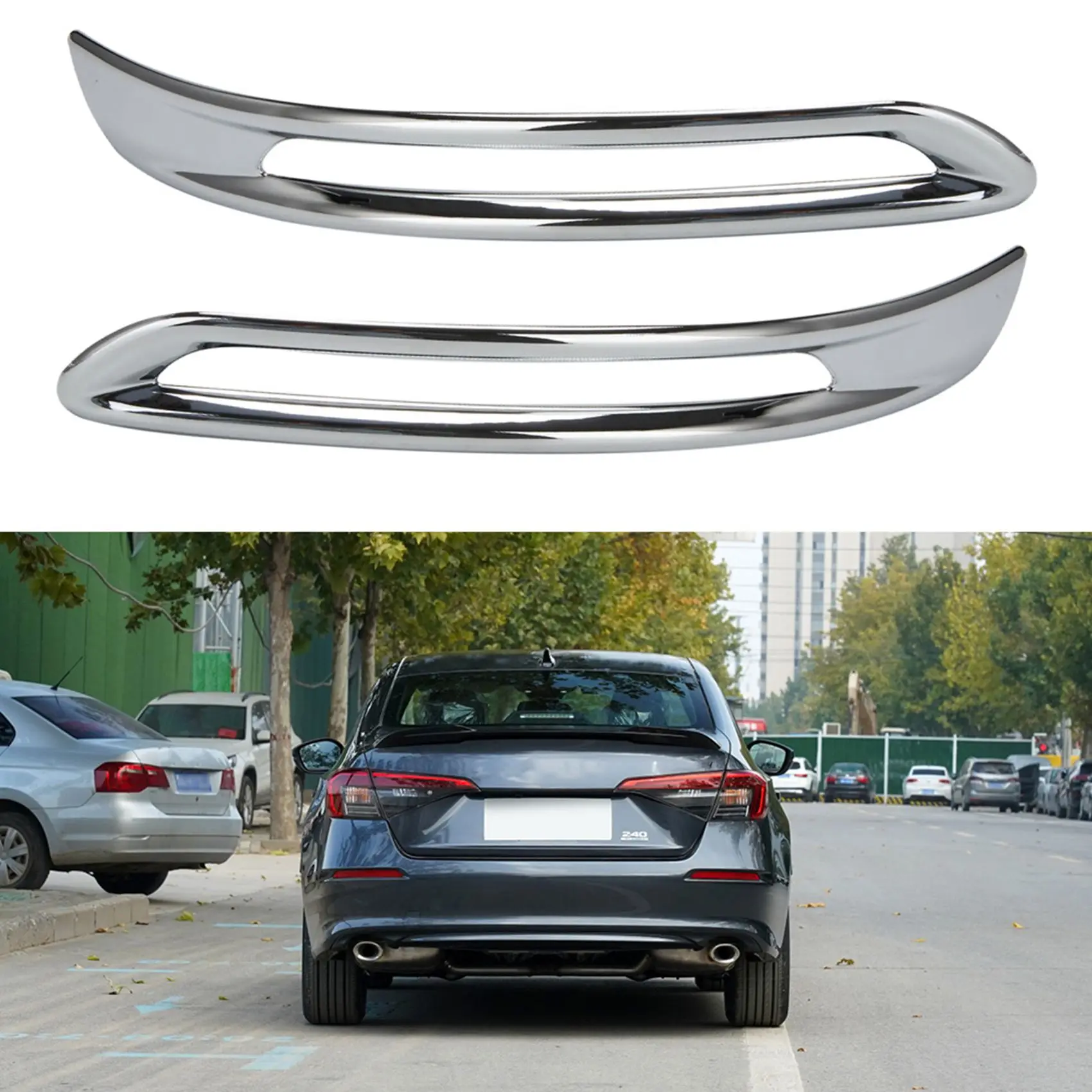 Car Rear Bumper Fog Lamp Frame Fog Light Eyebrow Frame Cover Trim  for Honda Civic 11Th Generation 2021 2022