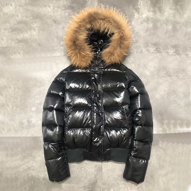 Women Solid Black Parkas Real Fur Fashion Short Coat 2024 Winter Jacket Women Waterproof Female Coat Warm Elegant Down Jacket