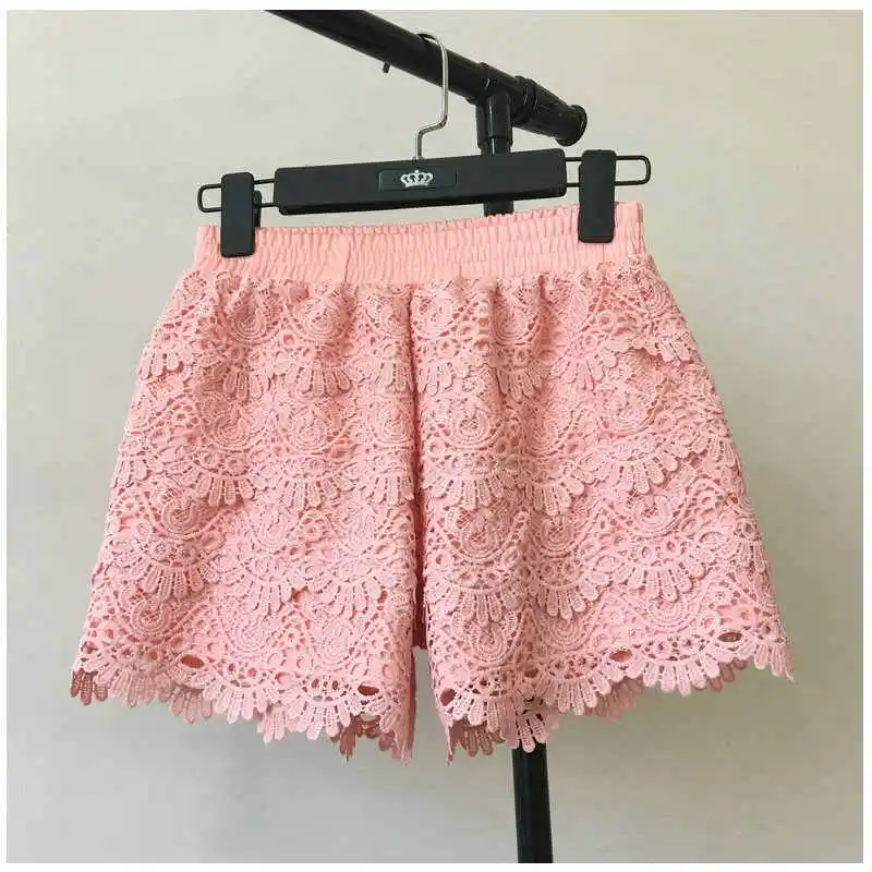 8 Colors Hollow Lace Shorts Women Hotpants Summer Black Shorts Feminino Women Short Beach Elastic High Waist Sexy Shorts Re2425