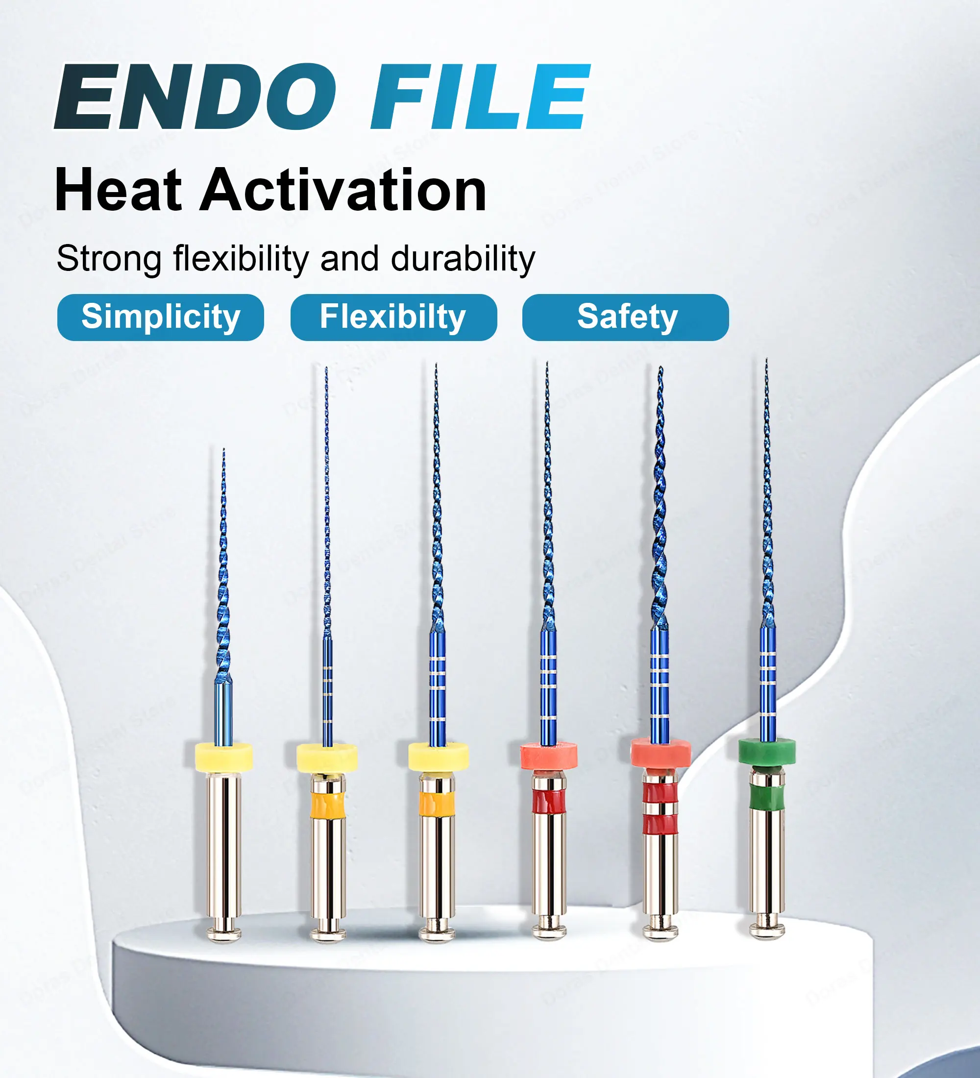 

Glin Nickel titanium root canal dental endo files Blue dental rotary files Use for Root canal cleaning heat activation 21/25mm