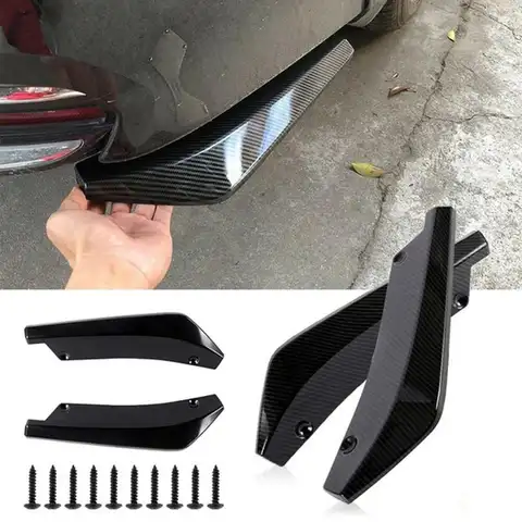 2Pcs Universal Car Rear Bumper Lip Diffuser Splitter Spoiler Scratch Protector for Sedan SUV