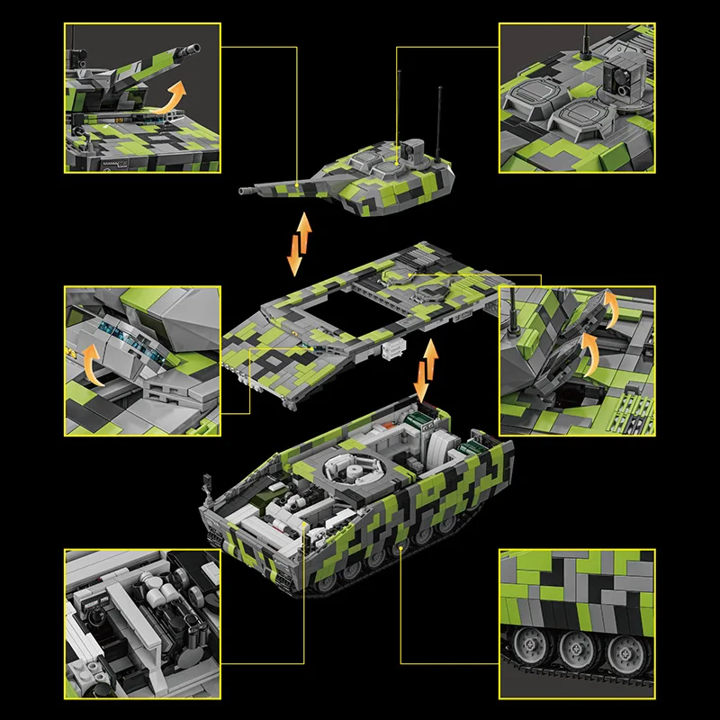 96011 Modern Military KF41 Lynx Infantry Fighting Vehicle Tank Building Block Model Kit Educational Toy Gift for Boys 2708pcs