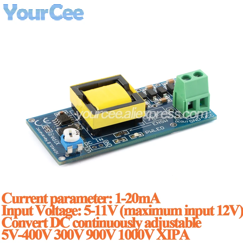 DC-DC Step Up Boost Power Module High Voltage 5V-400V 300V 900V 1000V DC to DC Adjustable Converter Board Module Input 3V-5V