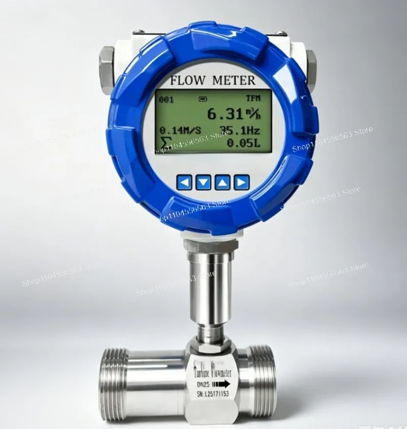High Accuracy Liquid Turbine Flowmeter SS304 4-20mA RS485 Pulse Output LCD Display for Water Diesel Fuel Alcohol Oil