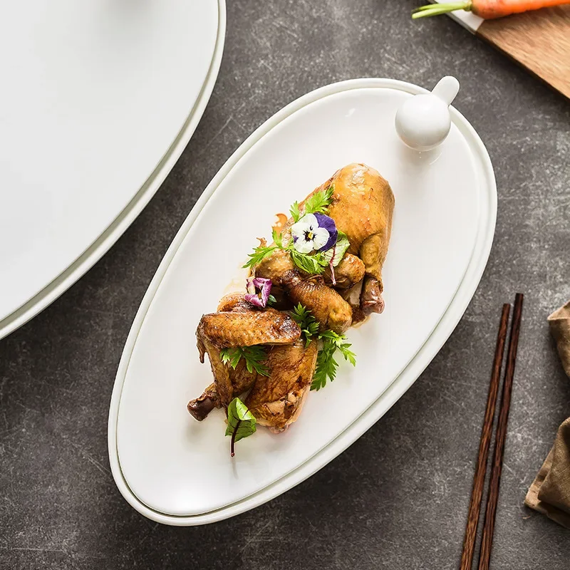 

Керамическая тарелка для утки по-пекински, необычной формы, для ресторана, с подогревом, для китайской утки по-пекински, специальное блюдо для ресторана