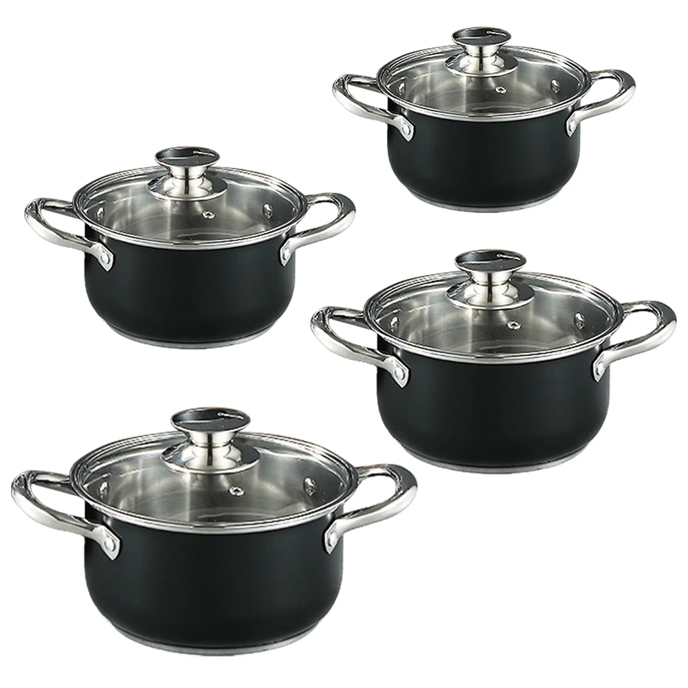 

8Pcs Stainless Steel Cookware Set with Glass Lid Universal Cooking Pot Combination Leak Proof Soup Pot Set for Home Kitchen