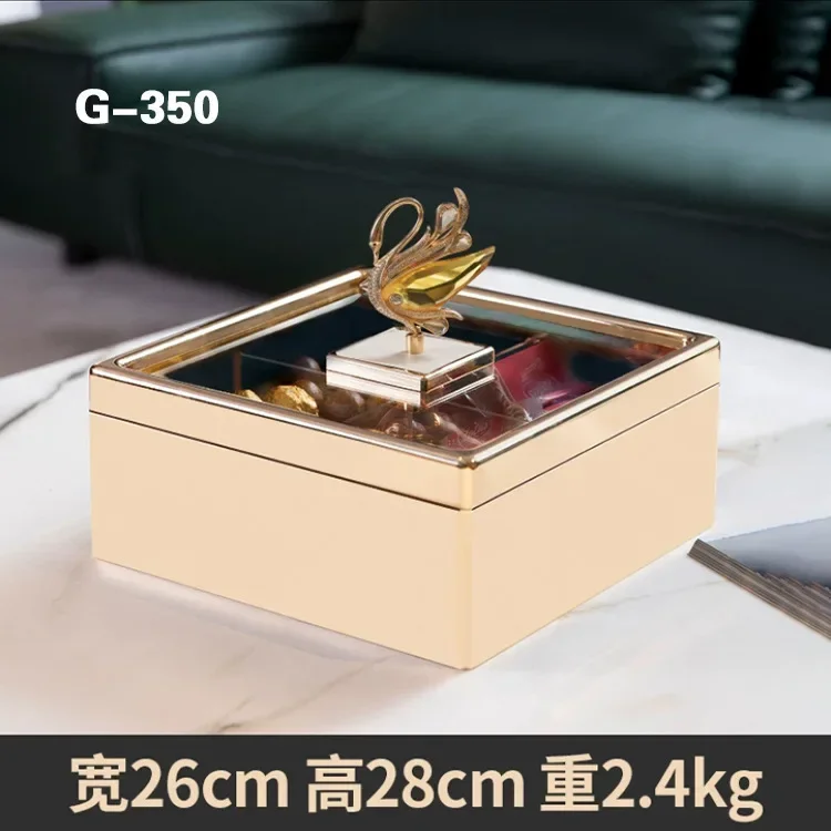 Simple modern light luxury candy box, home living room, coffee table, snack storage box with lid