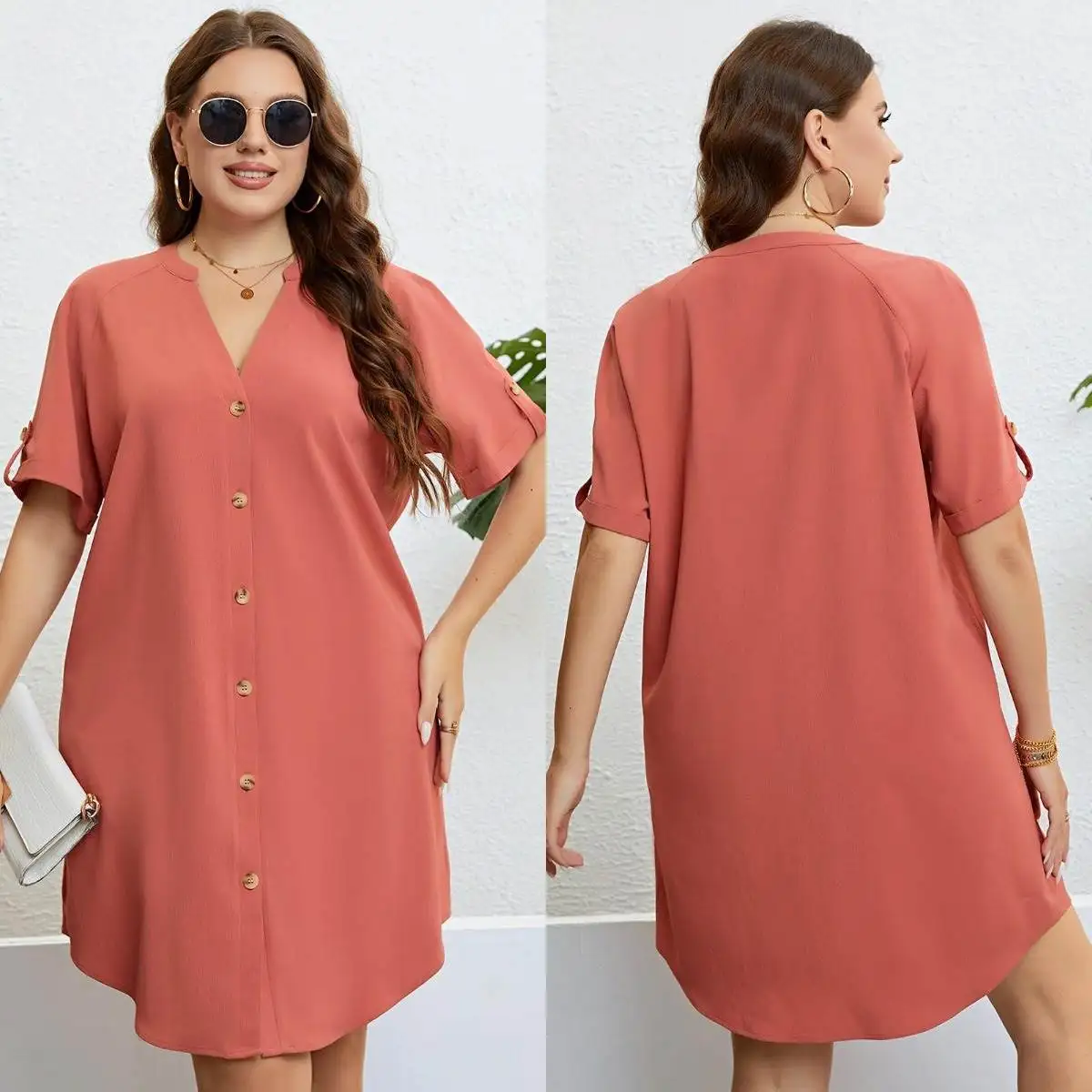 Falda holgada V-Ne de talla grande para mujer, falda Irregular informal de verano, ort Sve, cintura Regular, grande, 200 Pou Dr