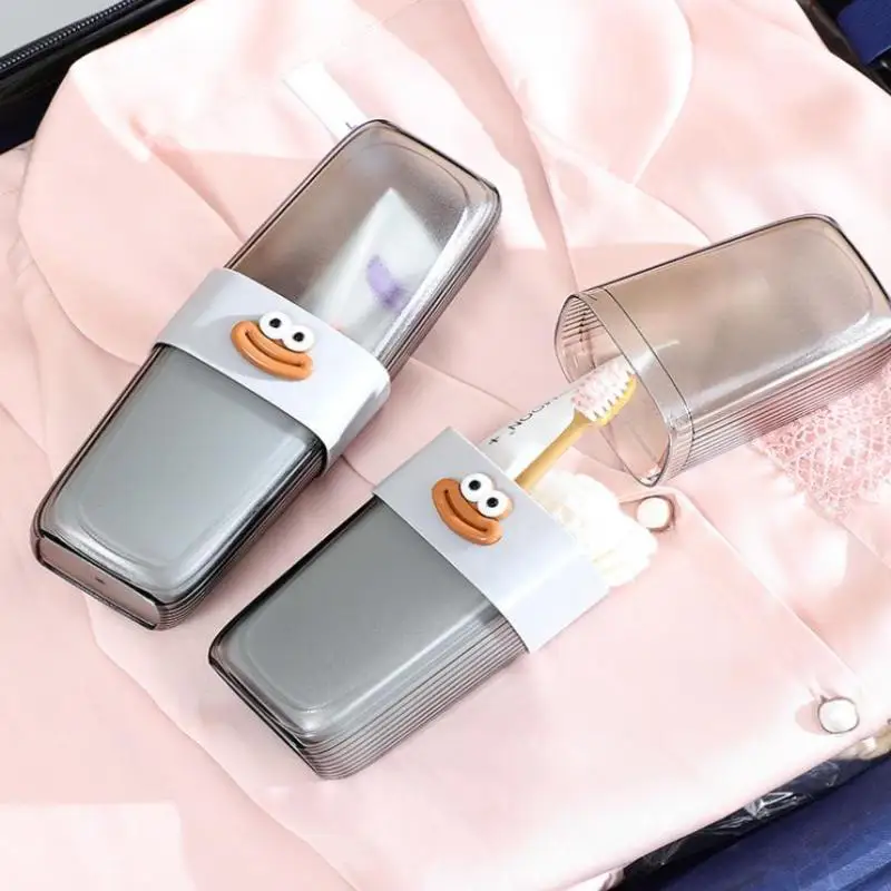 حامل فرشاة أسنان للسفر مع كوب غسول الفم محمول متين على شكل بيضاوي لتخزين معجون الأسنان بالفرشاة صندوق أدوات الأسنان