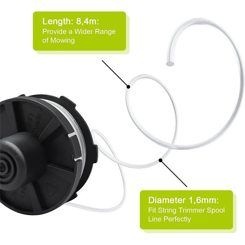 

ABJN-Thread Spools For Grass Trimmer 4 Pieces Grass Trimmer Cord, Length 8.4 M, Diameter 1.6 Mm With Cover And Spring