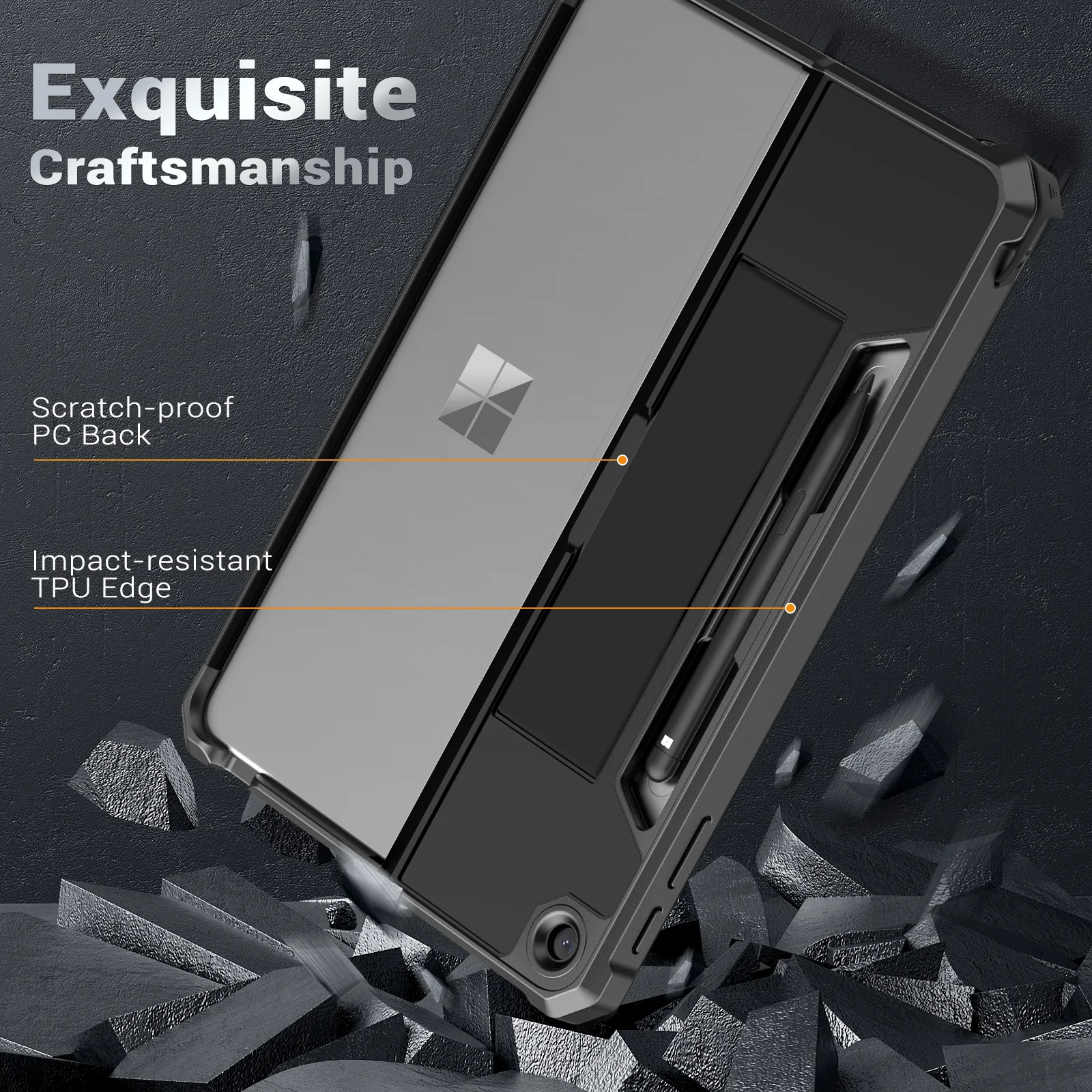 حافظة MoKo لهاتف Microsoft Surface Pro الجديد مقاس 12 بوصة 2025، غطاء متين واقٍ الكل في واحد مع حامل قلم خلفي وحزام يدوي #3