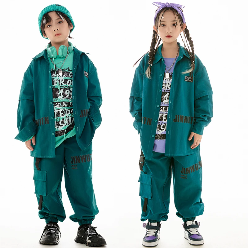 Children Modern Dance Clothes Hip Hop loose Shirt Coat Pants Girls Jazz Performance Clothing Teenagers Boys Street Wear BL11605