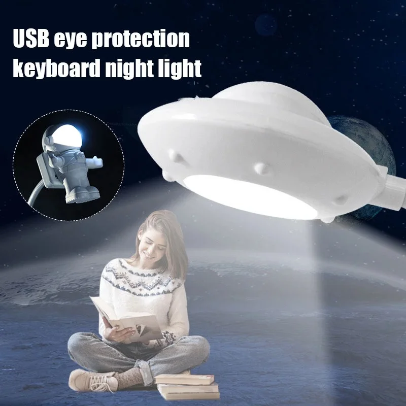 USB Night Light LED Astronaut Lamp Desk Lamp Flexible LED Nightlight 5V Reading Table Light Space Man Decoration Lamp For Laptop