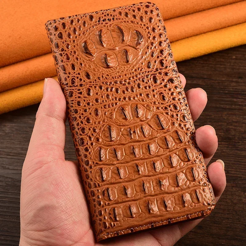 

Crocodile Back Genuine Leather Case For iPhone 16 Pro Max 13 11 12 14 15 Pro Max 15 Plus 16 Pro Wallet Flip Cover Phone Cases