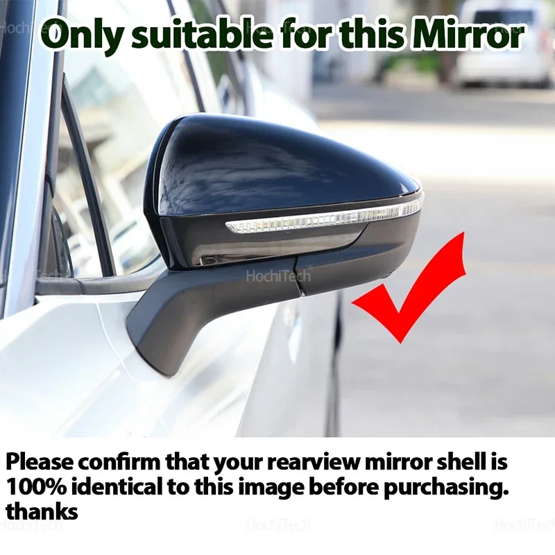 Bright Black Side Mirror Caps for Volkswagen ID.4 E21 ID.5 E39 ID.6 ID.6X Crozz 2020-2024 Replacement With Lane Assist LHD