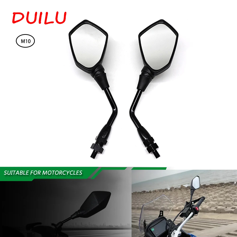 

10mm Motorcycle Rearview Mirrors Adjustable Handlebar Side For Kawasaki KLX250 S/SF KLX300 /SM KLR650 Z1000 Z750 Versys KLE650