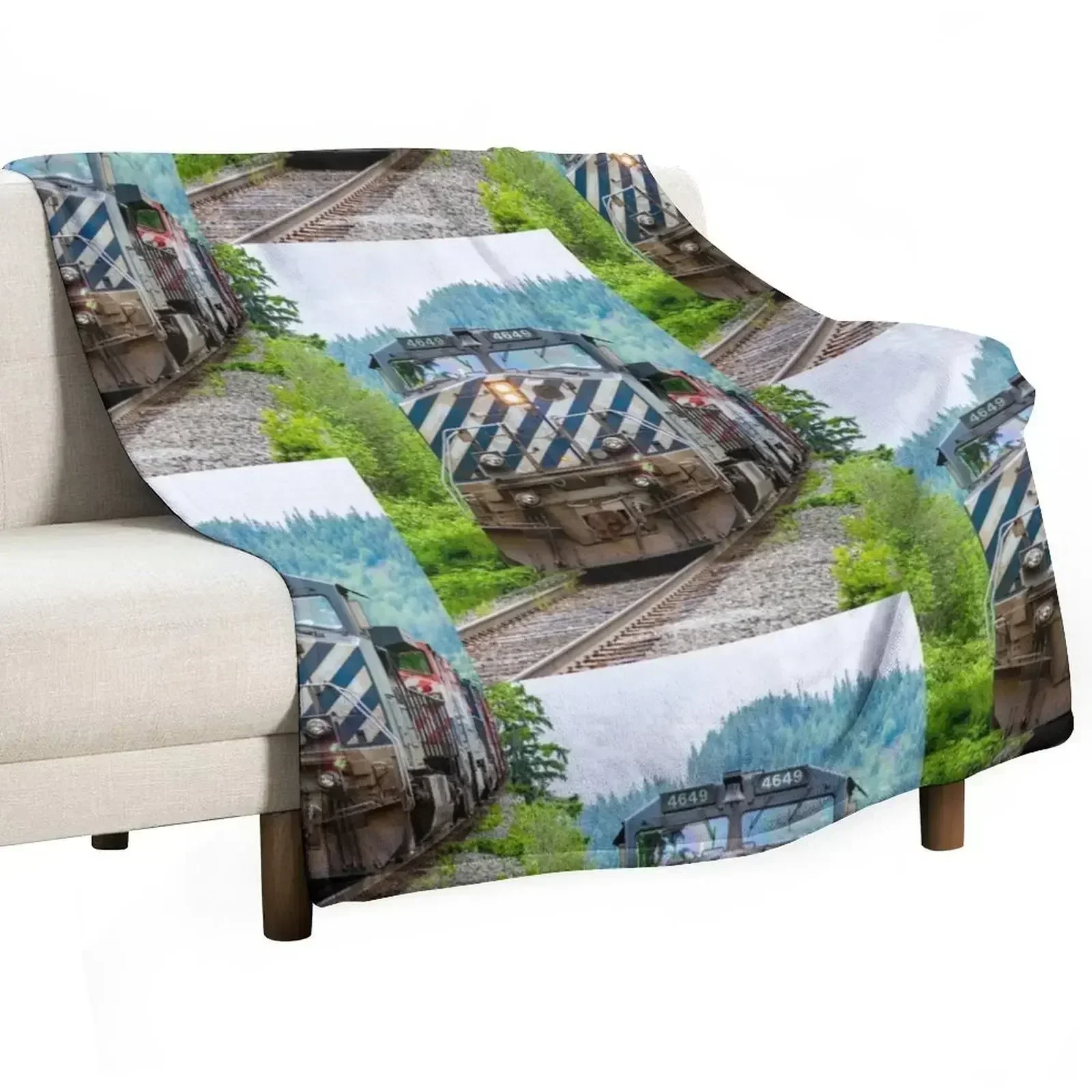 Locomotive in Canada Throw Blanket Picnic Blankets For Bed Retros Shaggy christmas decoration Soft Big Blankets