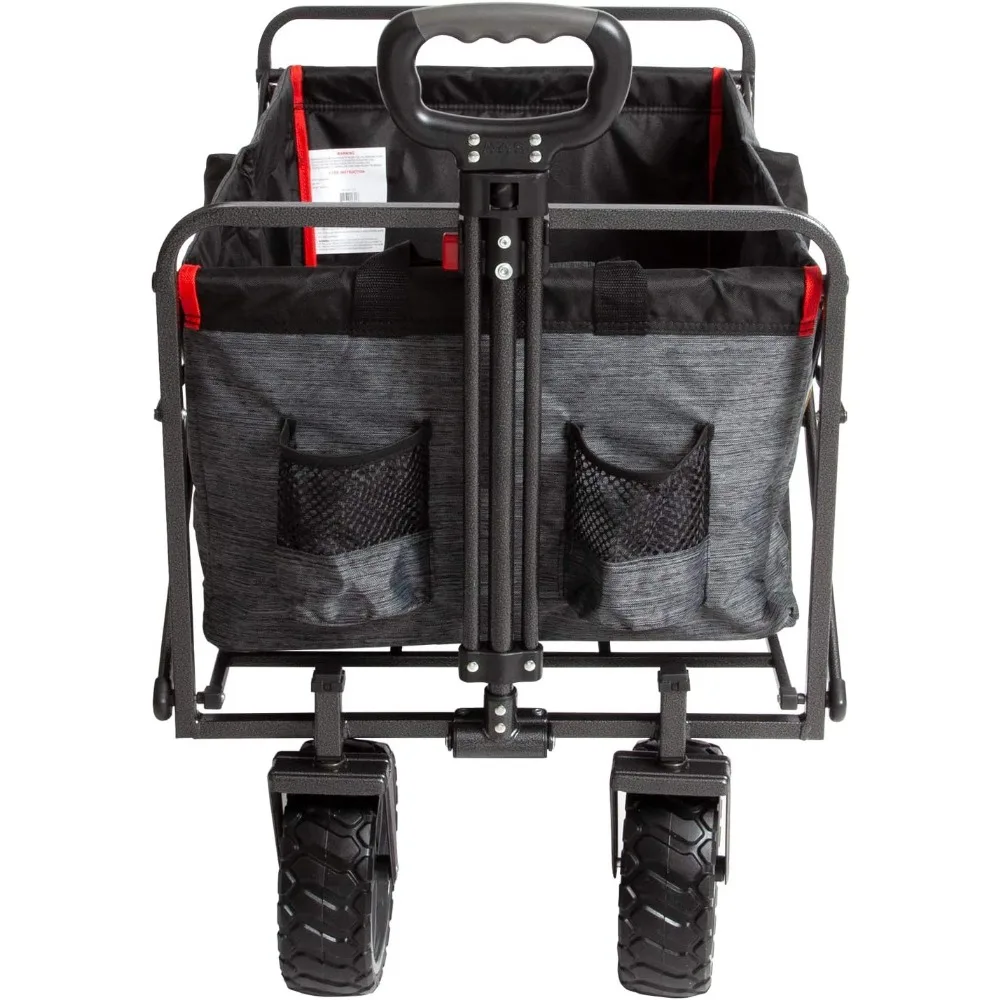 Wytrzymały Składany Wózek Kempingowy - Przenośny Lekki Wózek Transportowy z Regulacją i Kółkami do Zakupów na Zewnątrz