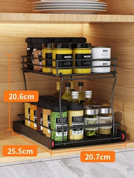 Sliding Drawer Under Sink Organizer Kitchen 2 Layer Multipurpose Rack Cabinet Under Sink Storage Rack Bathroom Kitchen Organizer