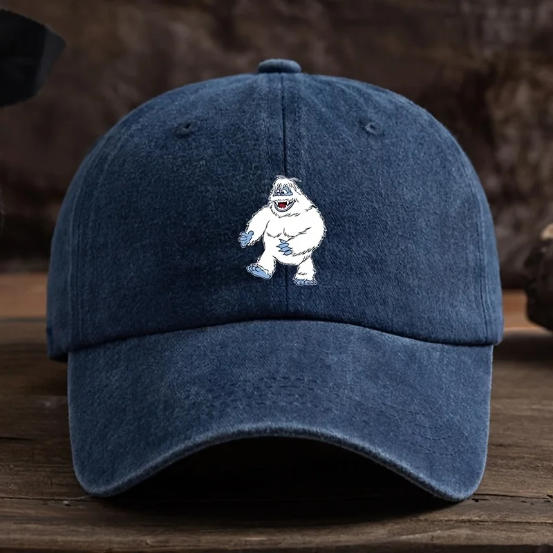 Interesting snow monster printed baseball cap, unisex outdoor hat, fashionable and versatile duckbill cap trend