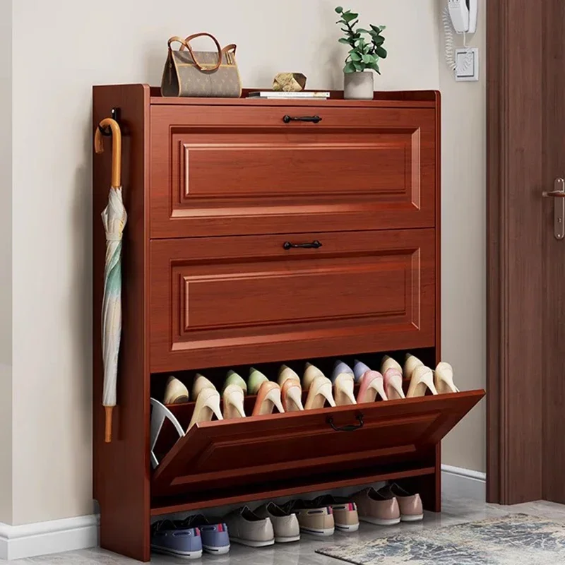 

z Dustproof Wooden Shoe Rack Partition Narrow Multi Layer Storage Indoor Ultra Thin Shoe Cabinets Vertical Scarpiera Furniture