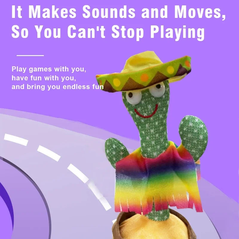 子供の電子ダンスサボテンサウンドおもちゃ電話ぬいぐるみシャイン歌うトーキング 120 曲録音誕生日パーティークリスマスギフト