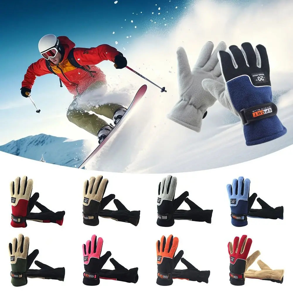 Cold Proof Autumn Winter Gloves Windproof Thickened Women Men Gloves Full Finger Gloves Thermal Thick Snow Gloves