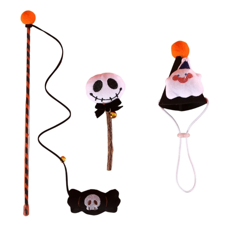 Gatti Zucca Giocattolo Teaser Bacchetta Giocattolo Cono Cappello Halloween Candy Forma Giocattolo Trasporto goccia