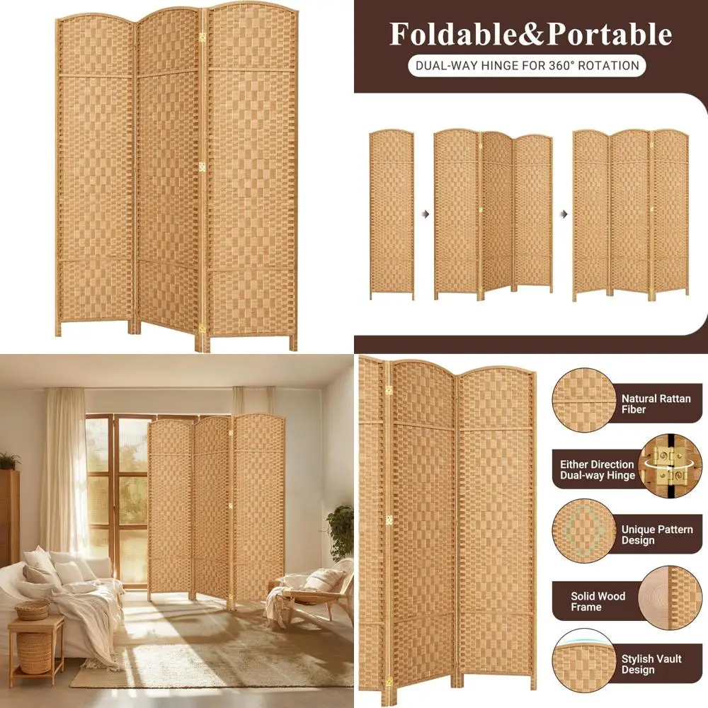 شاشات الخصوصية القابلة للطي - 3 فواصل لغرف الألواح للمساحات الطويلة مقاس 16 بوصة، وأقسام حائط مؤقتة بطول 6 أقدام لفصل المساحة