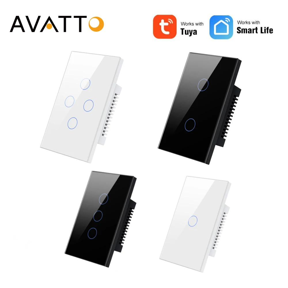 AVATTO Tuya Zigbee Smart Light Switch US Stand Wall Touch Switches Work With Alexa Google Home