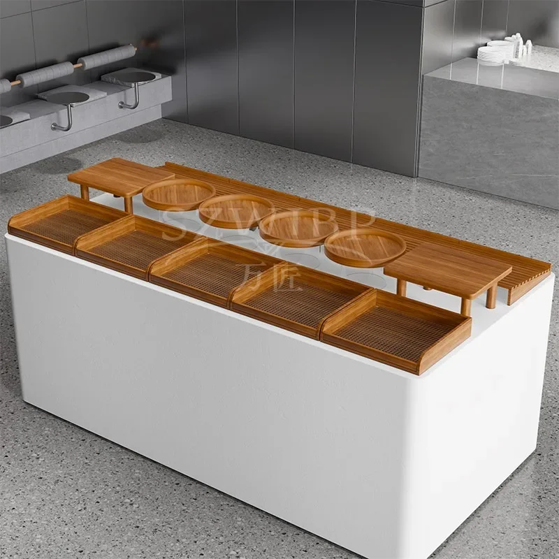 Solid wood bread pastry display rack custom combination display prop tray baking shop Nakajima cabinet arrangement scheme