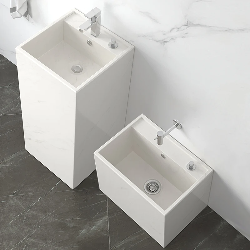 Marble column basin, mop pool combination set, integrated floor-to-ceiling ensuite, bathroom, column-type washbasin.