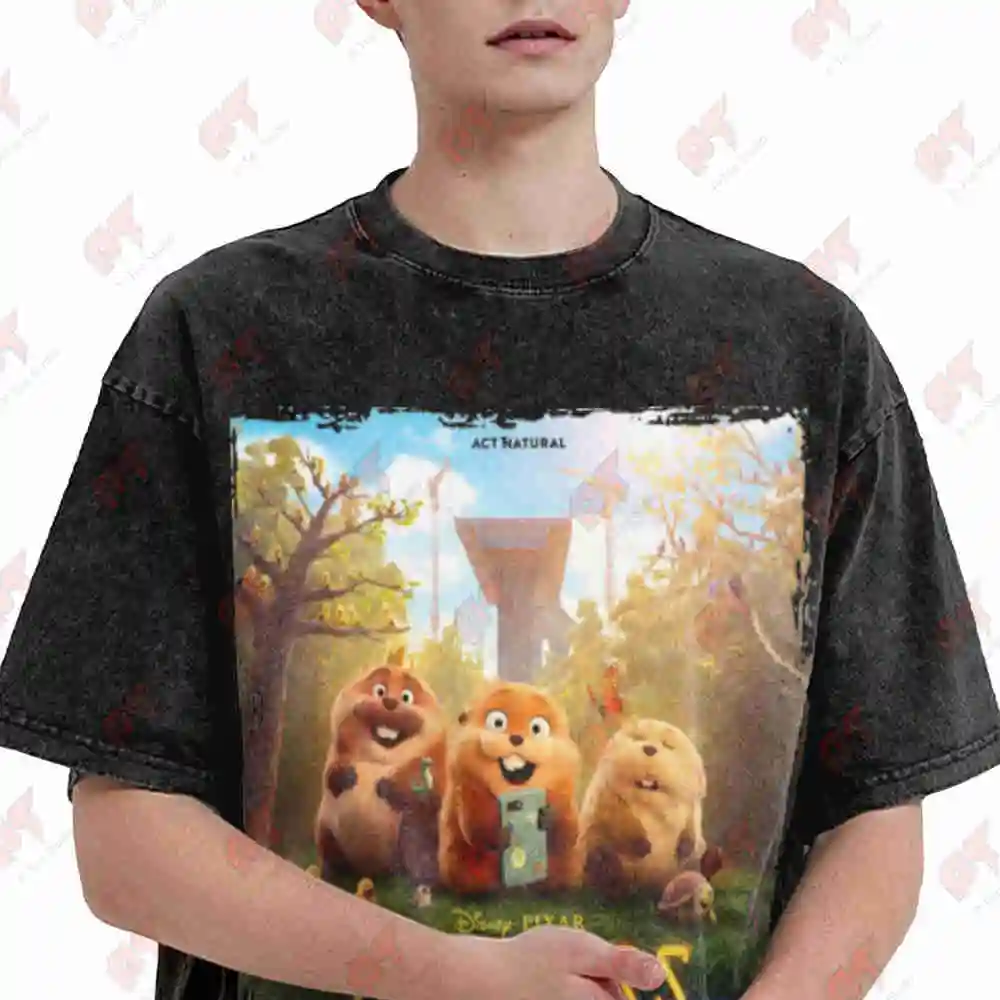 Hoppers Movie Cartoon Vintage Washed Tee Pure Cotton T-Shirt