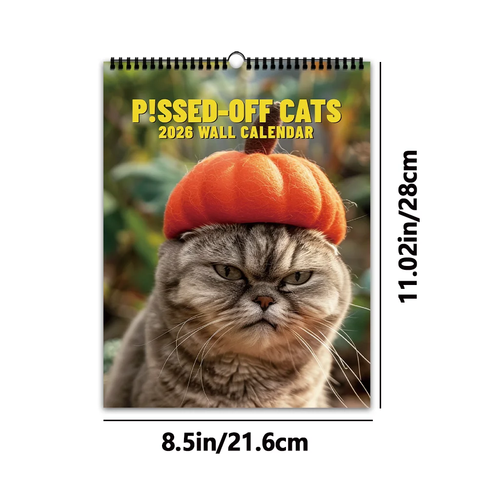 قطعة واحدة من تقويم الحائط 2026، تقويم صور القط المضحك، خطة شهرية لمدة 12 شهرًا، هدية مثالية لعيد الميلاد وعيد الميلاد وعشاق القطط