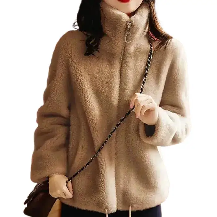 

2025 Women's Clothing Double-Sided Velvet Stand Collar Faux Fur Coat Winter New 1117