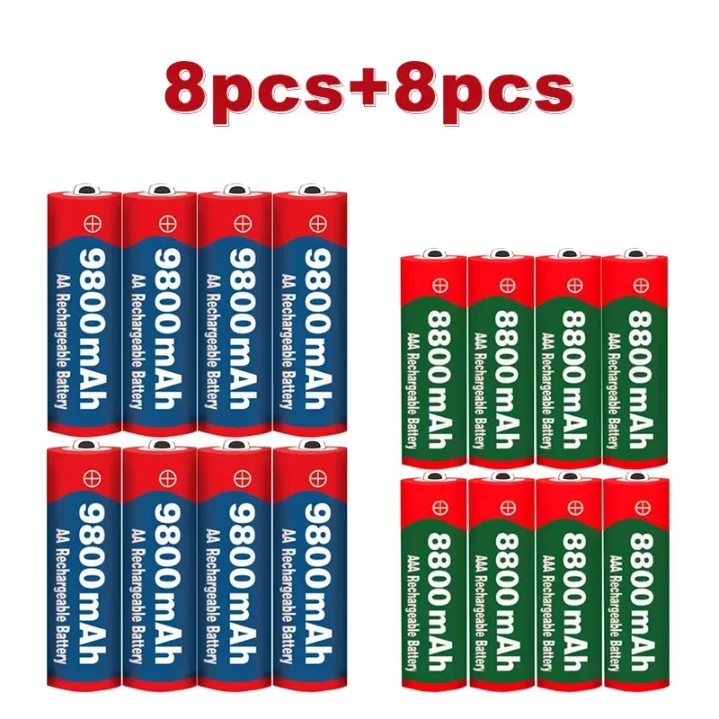 2023 New 1.5V AA 9800 mAh+1.5V AAA 8800 mAh Alkaline1.5V Rechargeable Battery For Clock Toys Camera battery