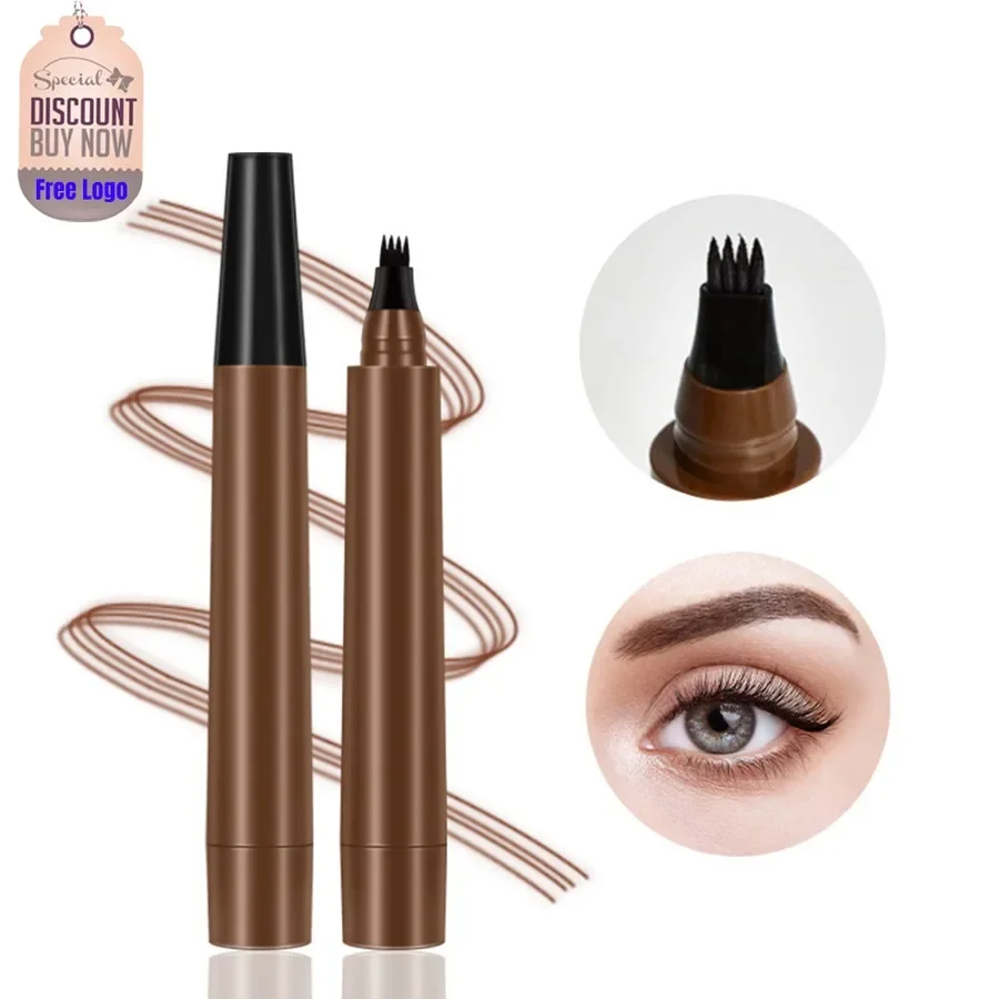 

Custom 4colors Four Headed Fork Eyebrow Pencil Waterproof Long Lasting Easy To Apply Black Brown Brows Makeup Bulk