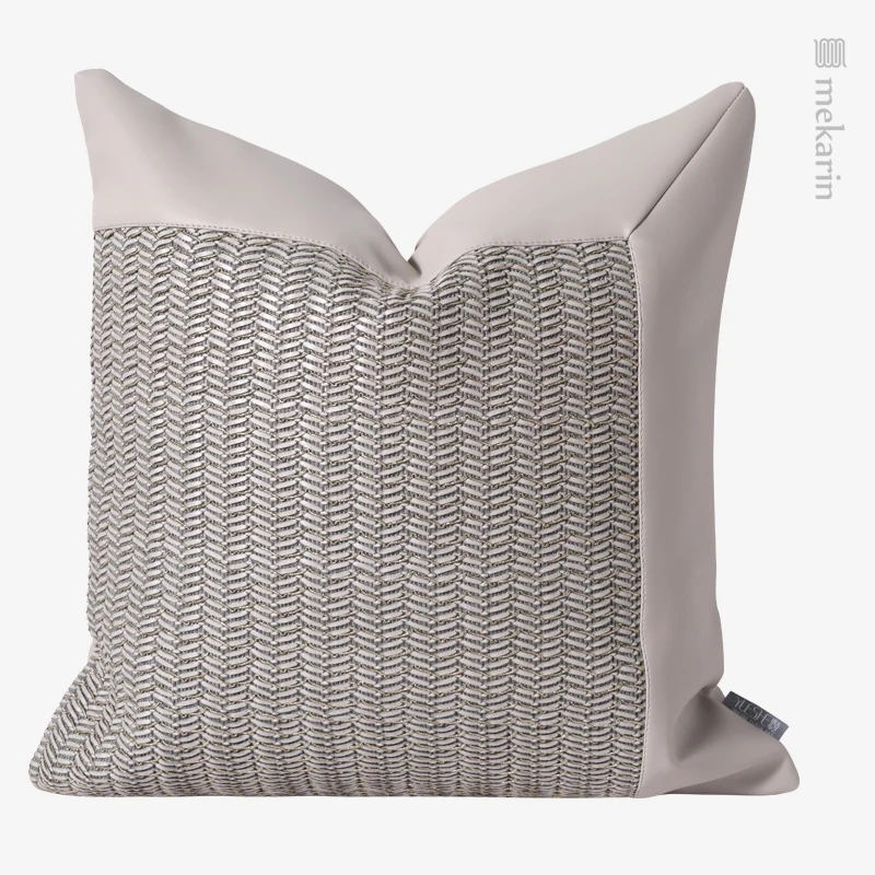 Modern light luxury rice grey splice pillow cushion hotel living room bedroom bed pillow restaurant winery seat back bag woven p