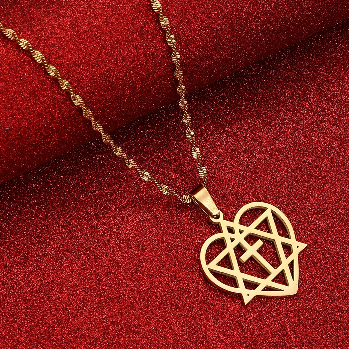 Stainless Steel Star of David Pendant Necklace Cross Megan David Jewish Star Heart Jewelry