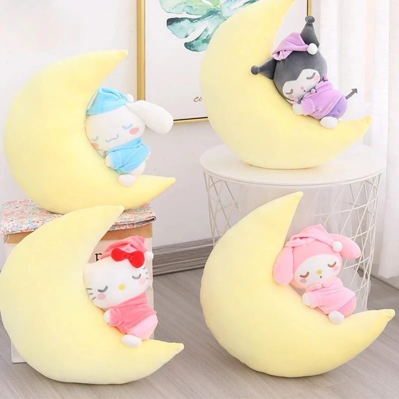 

Anime Moon Sleeping Pillow Hello Kitty Mymelody Cinnamoroll Kuromi Figure Stuffed Soft Plush Doll Toy Children Birthday Gifts