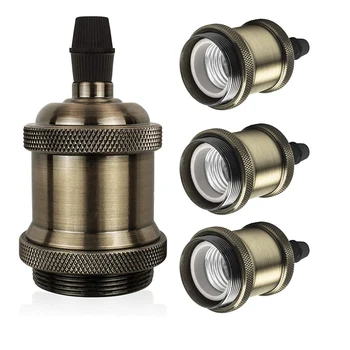 Portalámparas Vintage, portalámparas con tornillo Edison, Bases de bombilla E27, Base de luz DIY con anillo
