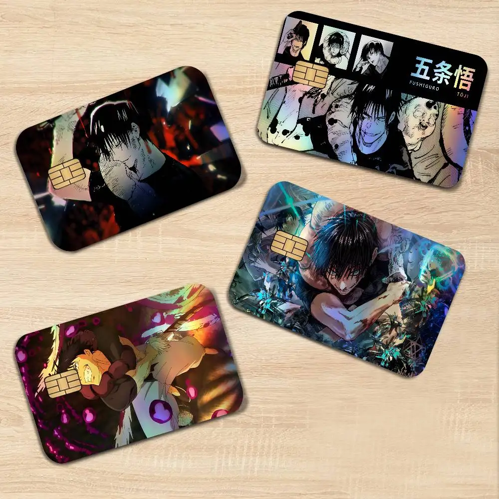 Kaisen FushiguroS Toji Anime Laser Glitter Bank Card Stickers Fashion Multi Scene Art Decor Decals