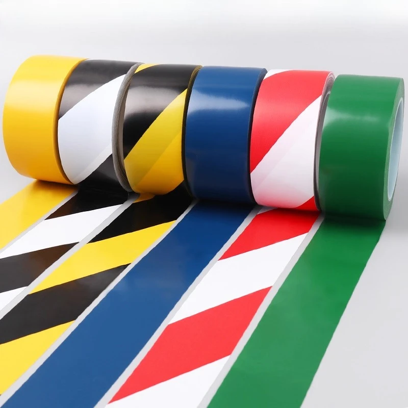 Pita Peringatan PVC 33 Meter, Lantai, Viskositas Tinggi, Tahan Air, Bengkel, Gudang, Penandaan, Merah Putih Kuning Biru Hijau
