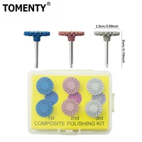 6 Piezas/Caja, Disco de Pulido de Resina Compuesta Dental, Pulidor de Goma, Rueda de 14 mm, 3 Colores, Cepillo Espiral Flexible, Instrumento de Odontología