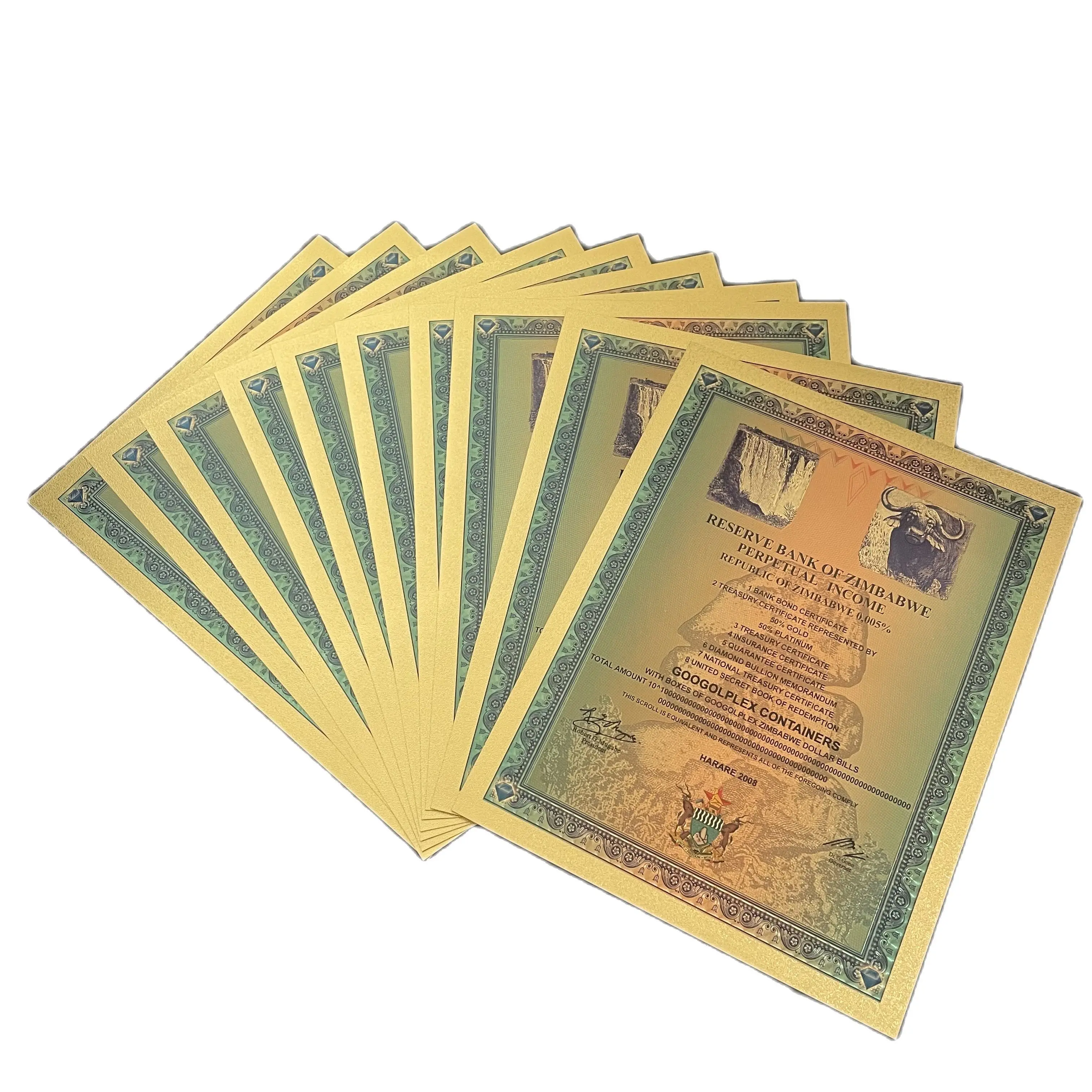 200 pcs Zimbabwe Googolplex Containers With Boxes Of Zimbabwe Dollar Bill Gold Banknotes 2008 Years UV Serial Number Collection