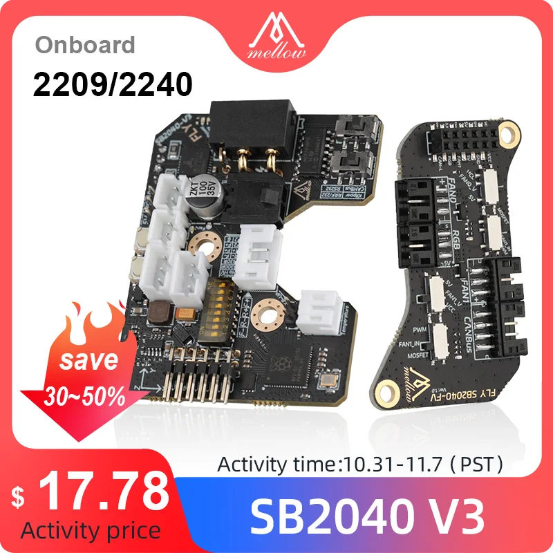 Placa Mellow Fly-SB2040 V3 para Voron 2,4 R2 Trident Stealthburner CW2 extrusora Klipper RRF Eddy Canbus HeadTool PT1000 / PT100