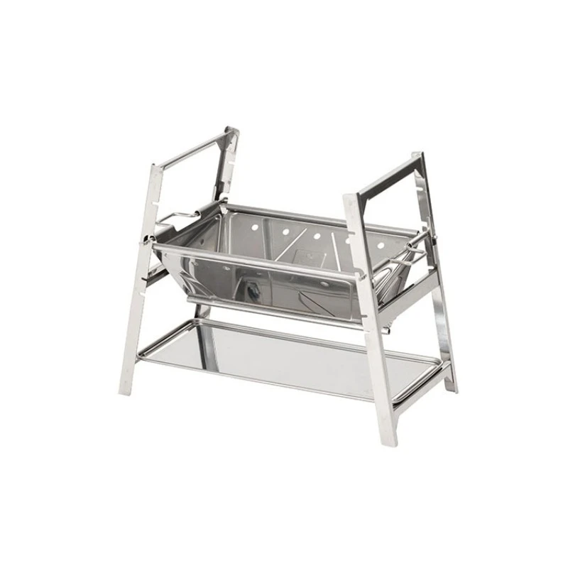 Camping outdoor collapsible stora ge campfire table stain less ste el barbecue fire table ST-021