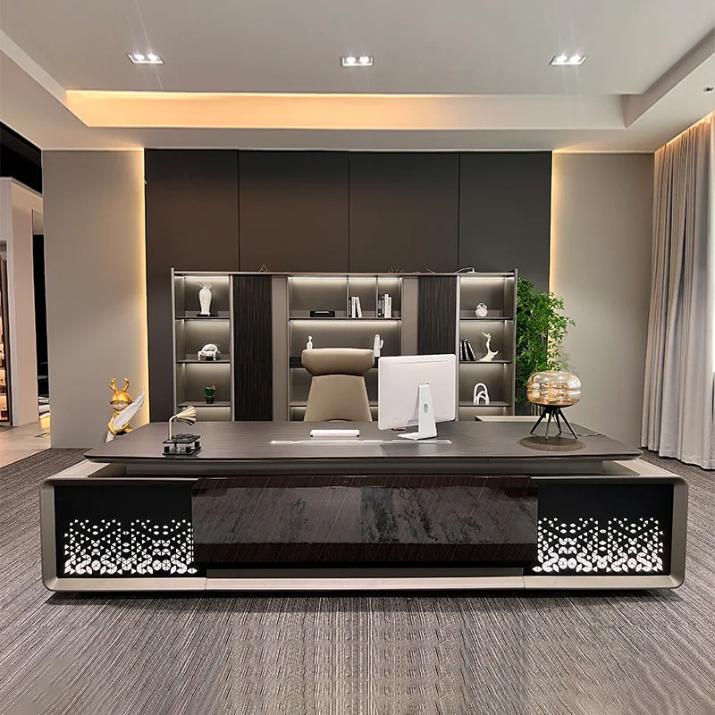 Boss table, simple and modern contrasting color design sense, general manager table, senior sense, president, large class desk,