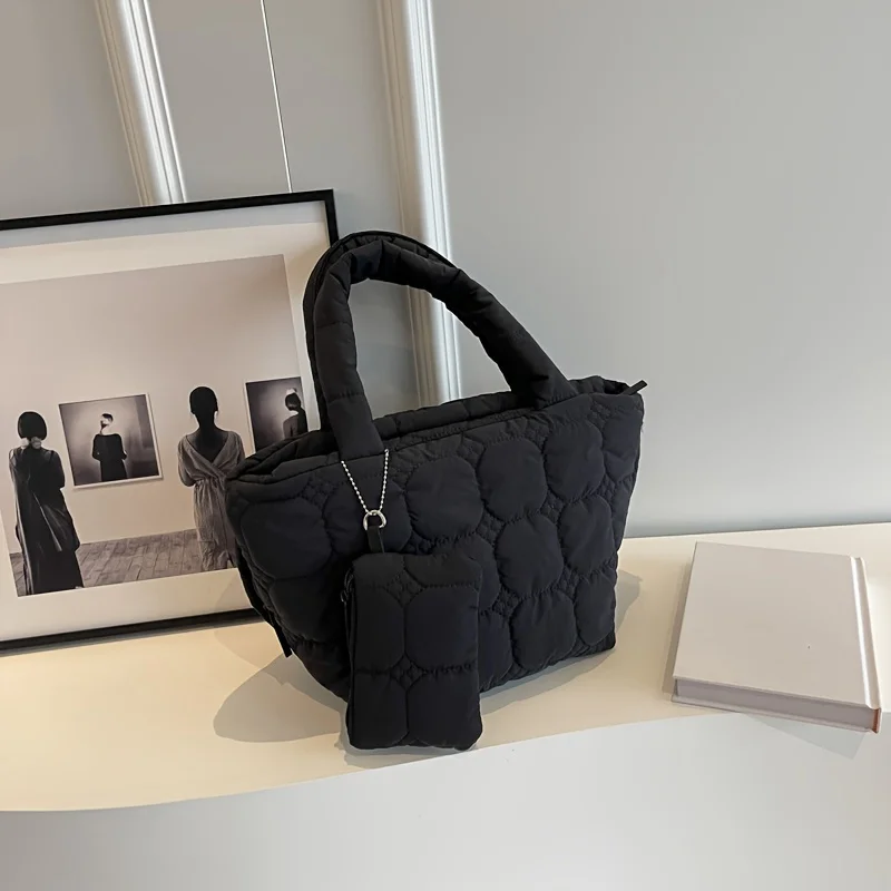 Женская сумка-тоут на пуху, осенне-зимняя модная сумка, аксессуары для ключей, мягкая большая вместимость, для покупок, кампуса